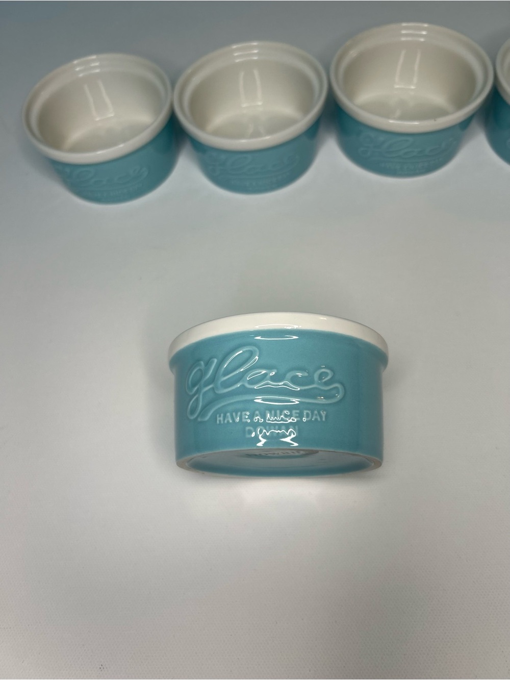 DOWAN 5-Piece Blue Glace Mason Jar Style Ramekins